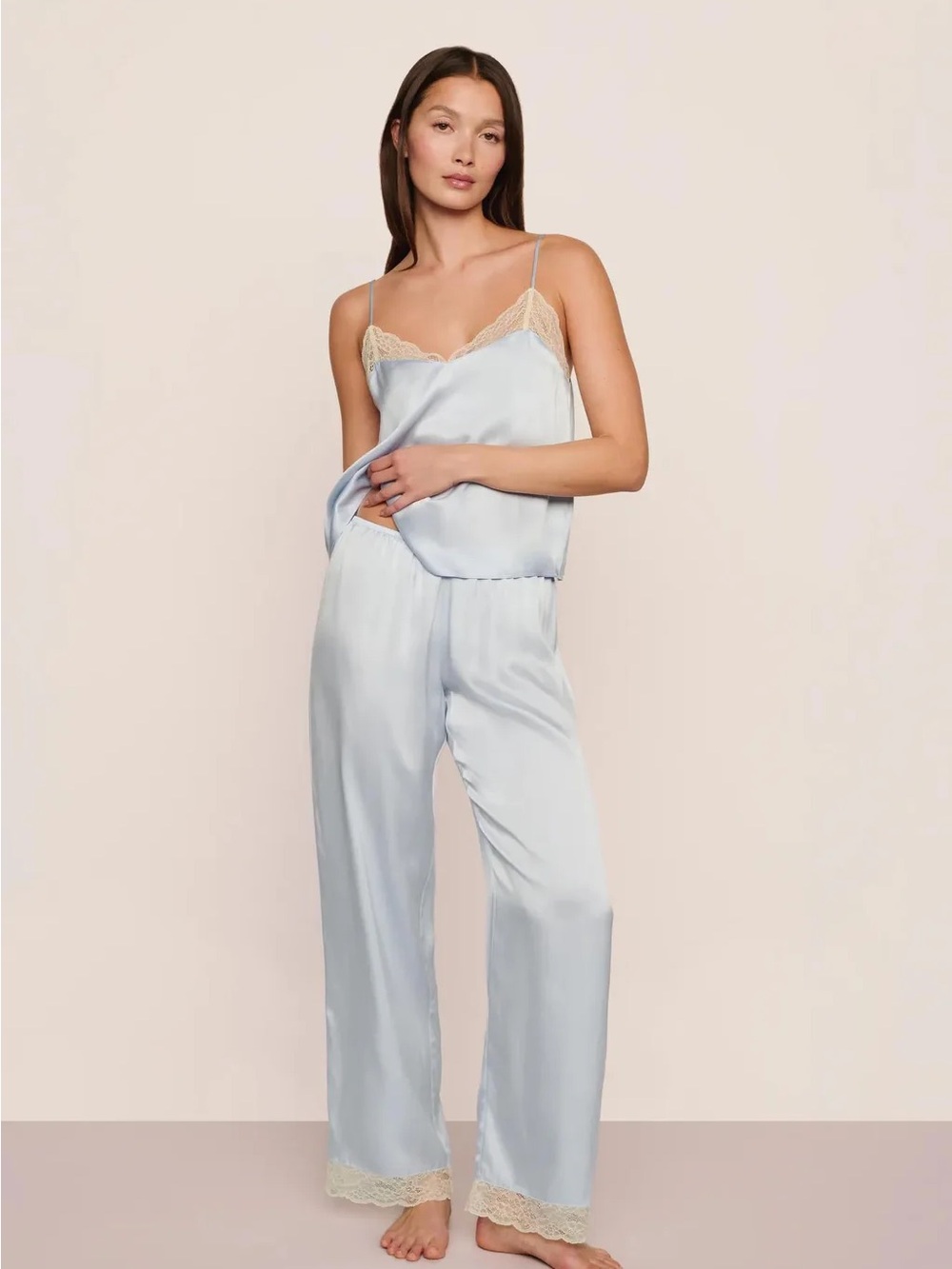 New w tags eberjey Washable Silk Lace Cami & Pant Set current season $248